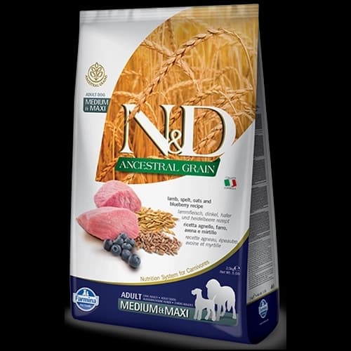 Farmina N&D Ancestral Grain Canine Adult Medium&Maxi Lamb&Blueberry