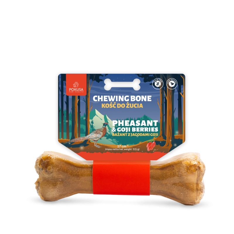 Kość dla psa - chewing bone PHEASANT & GOJI BERRIES 17 cm